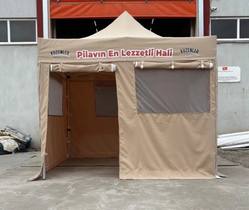 3x3 Katlanabilir Tente Gazebo Çadır 3 Yan  Pencereli 1Kapılı Ve Pencereli Duvarlı