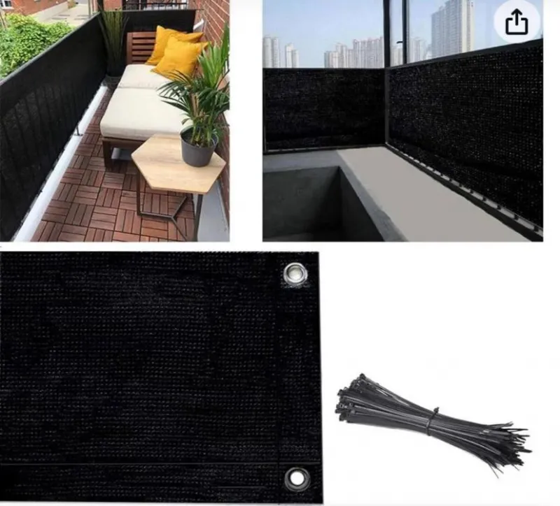 Balkon Demiri Perdesi SİYAH Korkuluk Perdesi Çit File Gölgelik