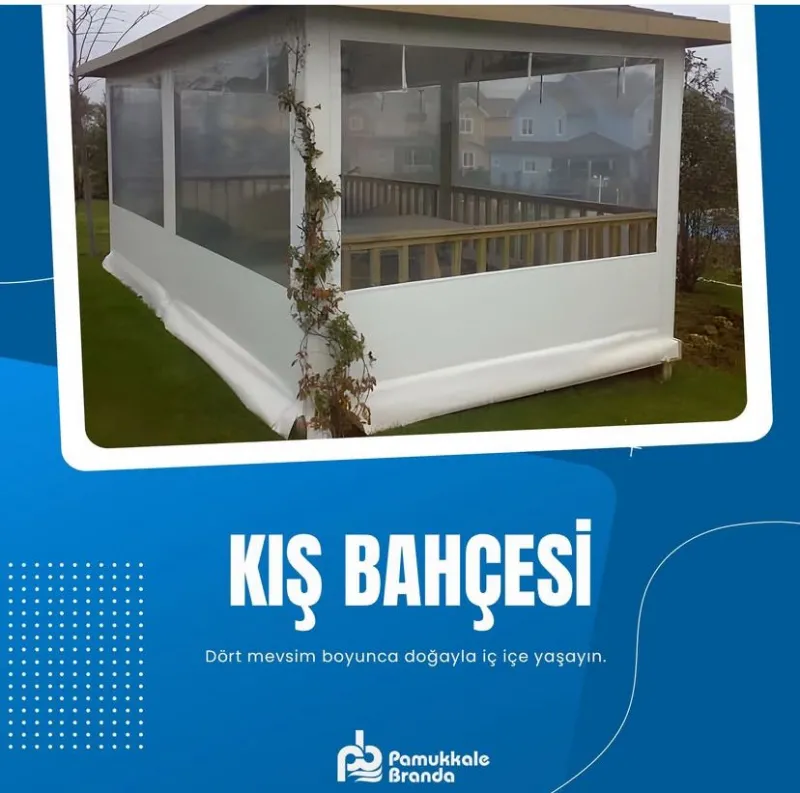 Kış Bahçesi Ortası Şeffaf Kenarları Branda Fermuarlı 250 X 270